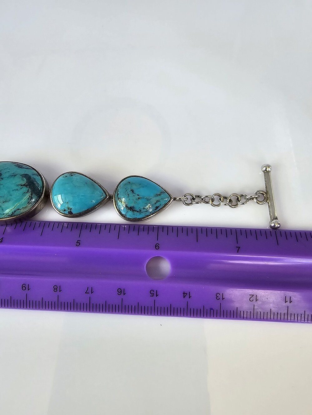 Vintage Whitney Kelly Turquoise Toggle Bracelet Sterling Silver π - Picture 10 of 11